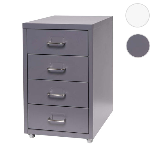 Cosmo Casa - Mobiele kast - 4 laden - Metaal - Donkergrijs - 48×28×41 cm
