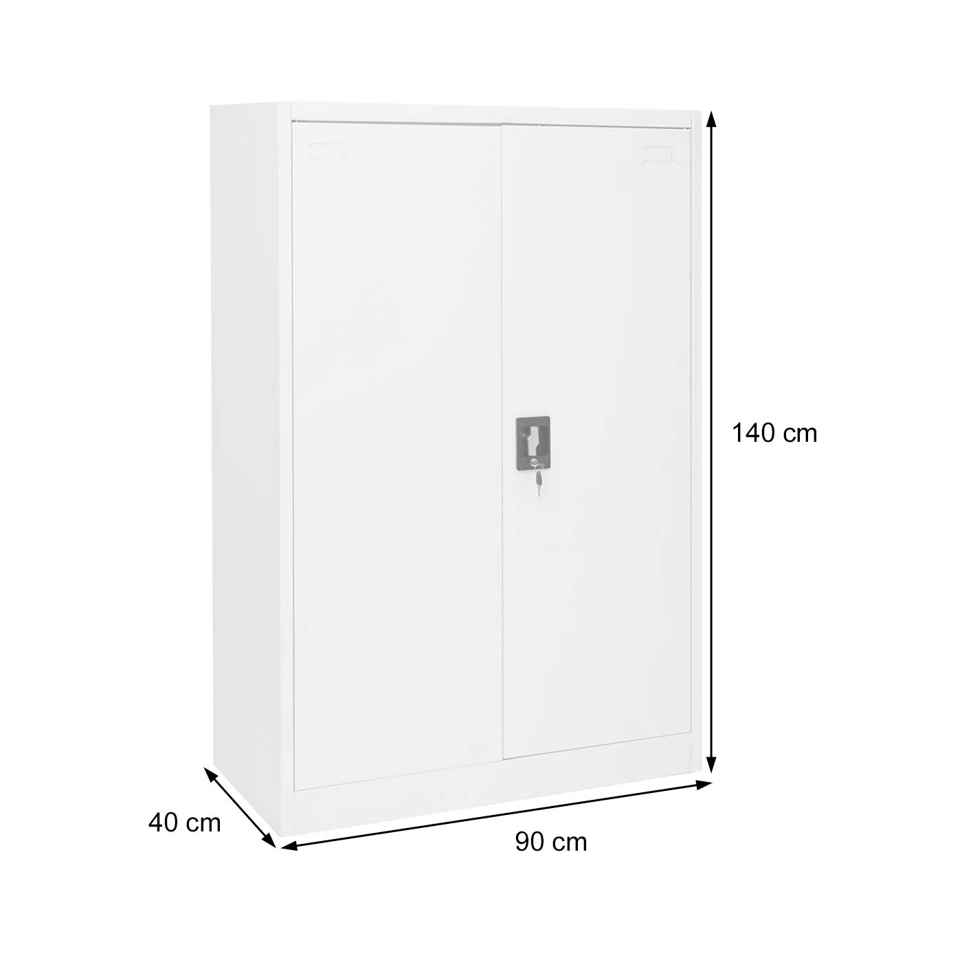 Cosmo Casa - Archiefkast - 2 deuren afsluitbaar - Metaal - Wit - 140x90x40cm