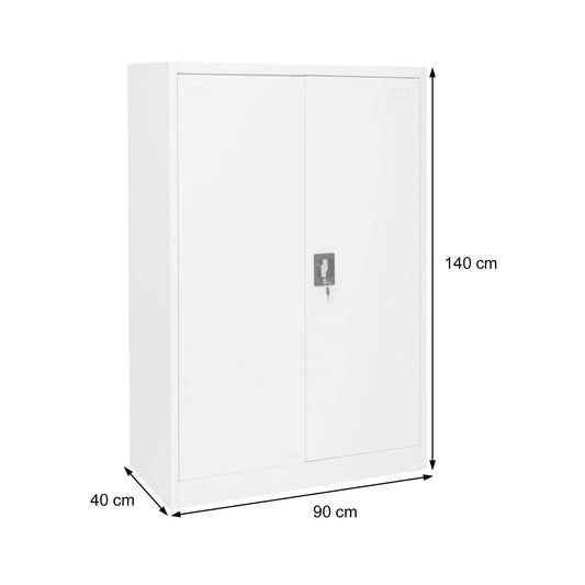 Cosmo Casa - Archiefkast - 2 deuren afsluitbaar - Metaal - Wit - 140x90x40cm