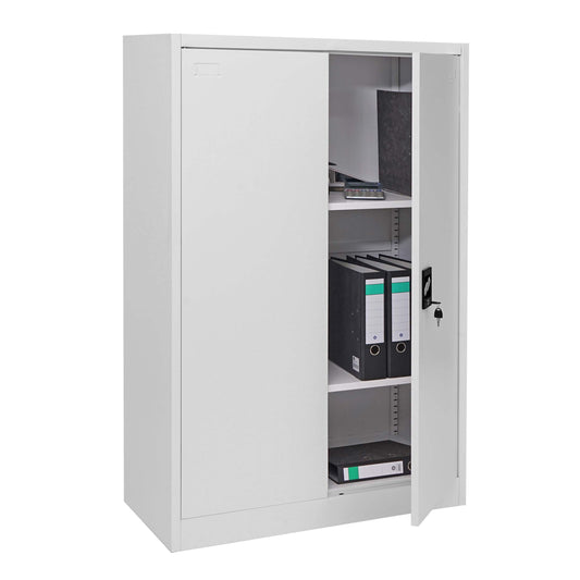 Cosmo Casa - Archiefkast - 2 deuren afsluitbaar - Metaal - Grijs - 140x90x40cm