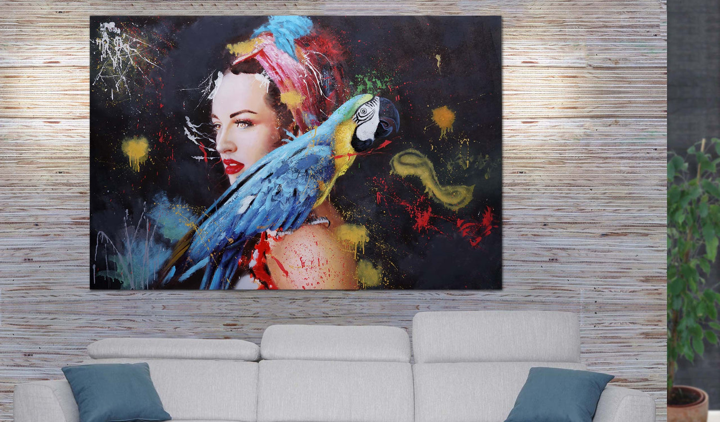 Cosmo Casa - Schilderij - Vrouwenportret - Canvas - Meerkleurig - 80x120cm