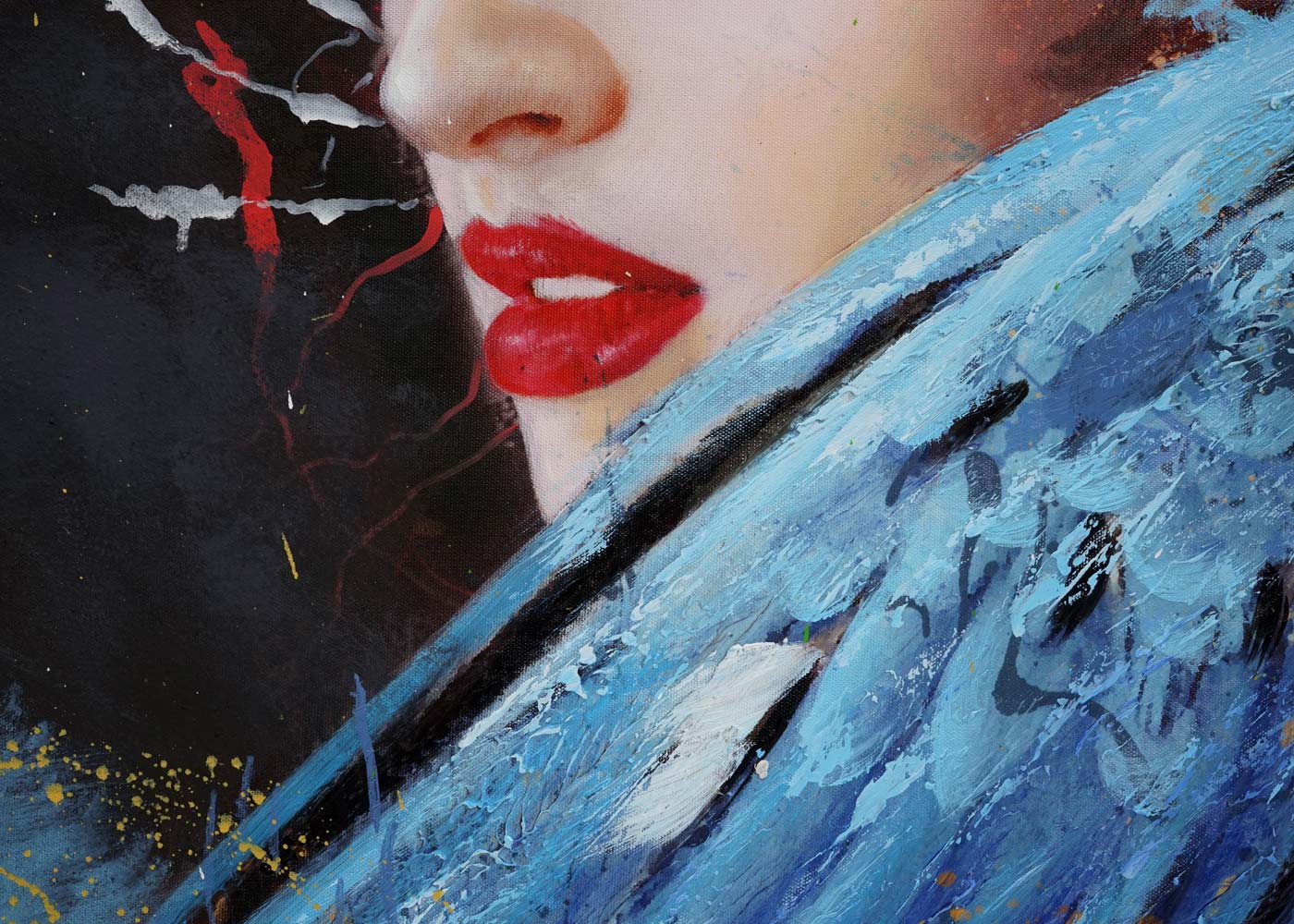 Cosmo Casa - Schilderij - Vrouwenportret - Canvas - Meerkleurig - 80x120cm