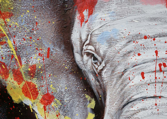 Cosmo Casa - Schilderij - Olifant ontwerp - Canvas - Meerkleurig - 120x80cm