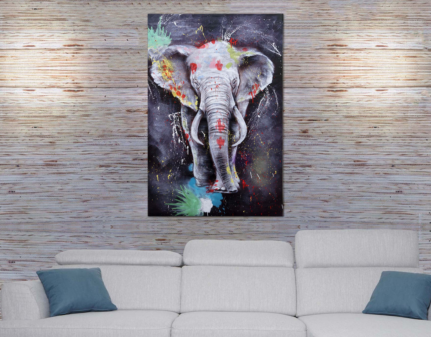 Cosmo Casa - Schilderij - Olifant ontwerp - Canvas - Meerkleurig - 150x100cm