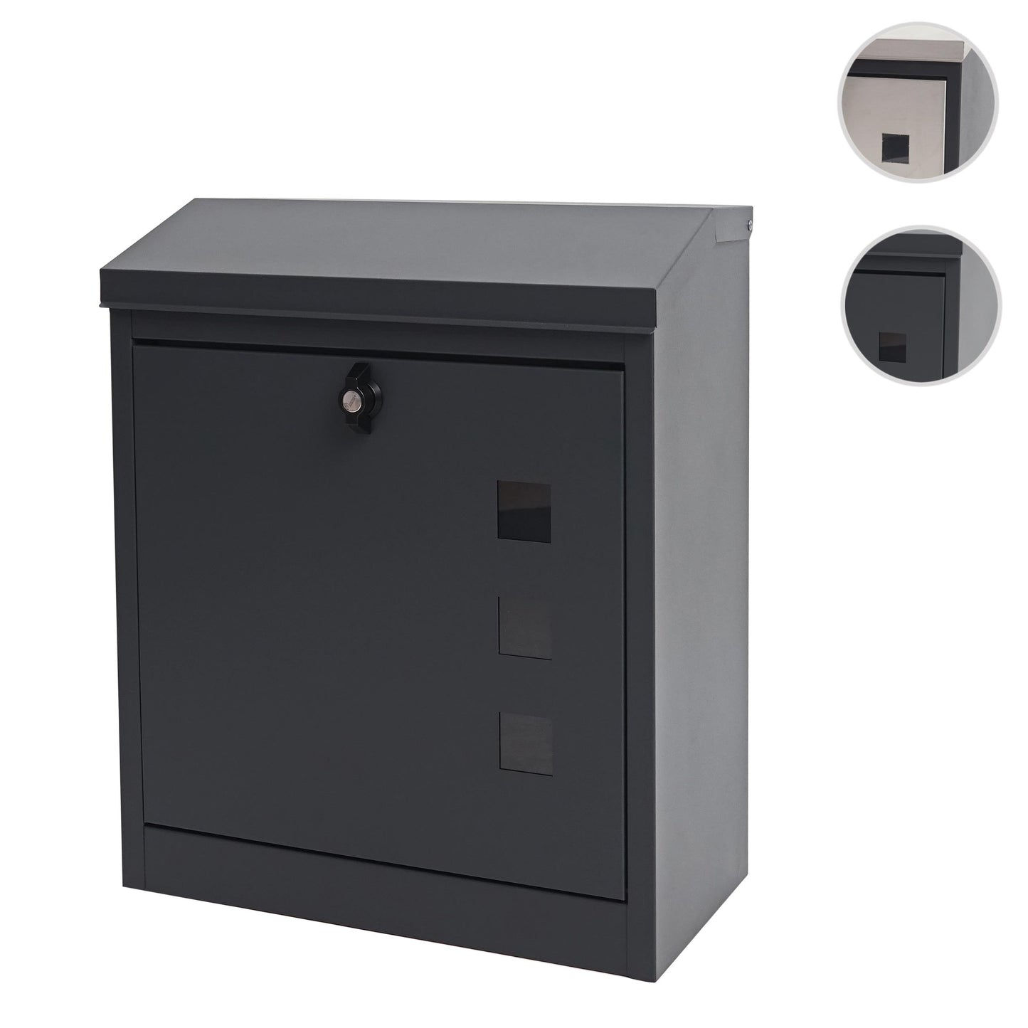 Cosmo Casa - Brievenbus - Afsluitbaar - Metaal - Antraciet-Zwart - 52×44×25 cm