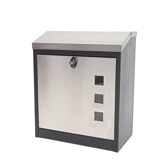 Cosmo Casa - Brievenbus - Afsluitbaar - Metaal - Zwart & Roestvrij staal - 52×44×25 cm