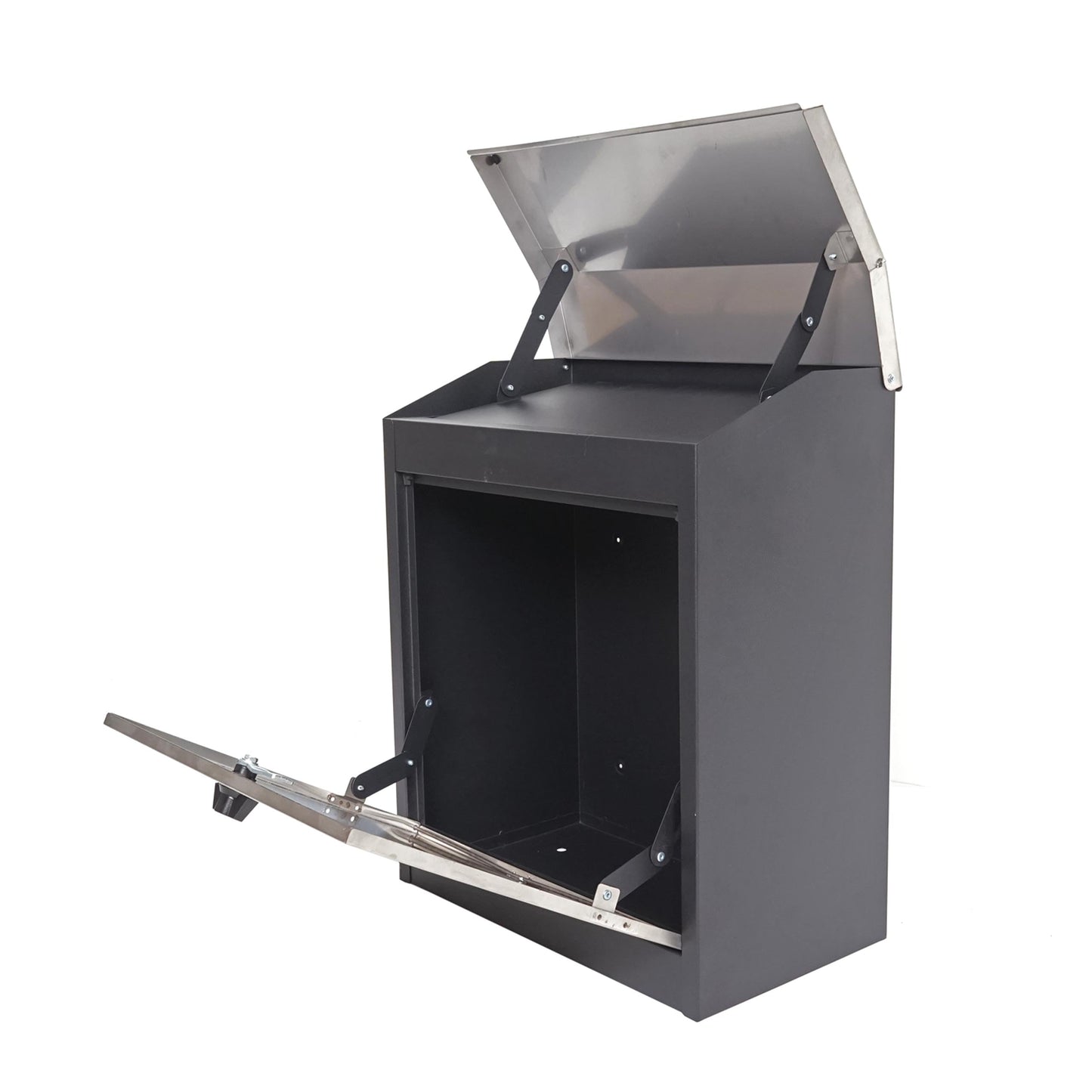 Cosmo Casa - Brievenbus - Afsluitbaar - Metaal - Zwart & Roestvrij staal - 52×44×25 cm