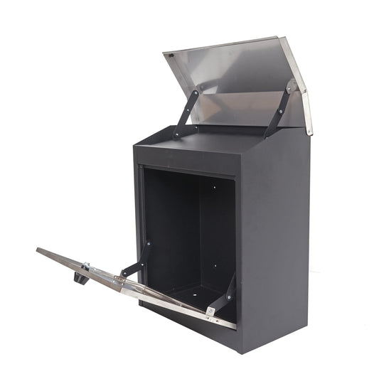Cosmo Casa - Brievenbus - Afsluitbaar - Metaal - Zwart & Roestvrij staal - 52×44×25 cm