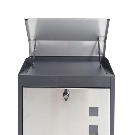 Cosmo Casa - Brievenbus - Afsluitbaar - Metaal - Zwart & Roestvrij staal - 52×44×25 cm