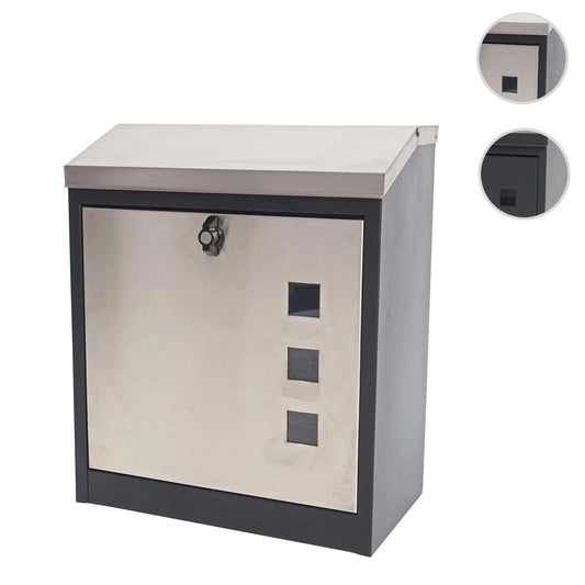 Cosmo Casa - Brievenbus - Afsluitbaar - Metaal - Zwart & Roestvrij staal - 52×44×25 cm