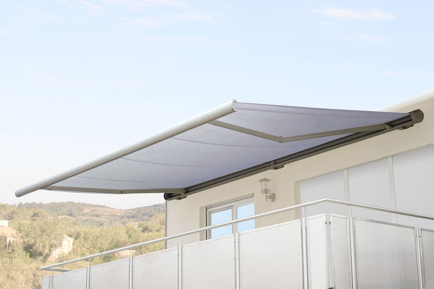 Cosmo Casa - Elektrisch Cassettescherm - Volledige Cassette 6×3 m - Acryl - Crème - Frame Wit