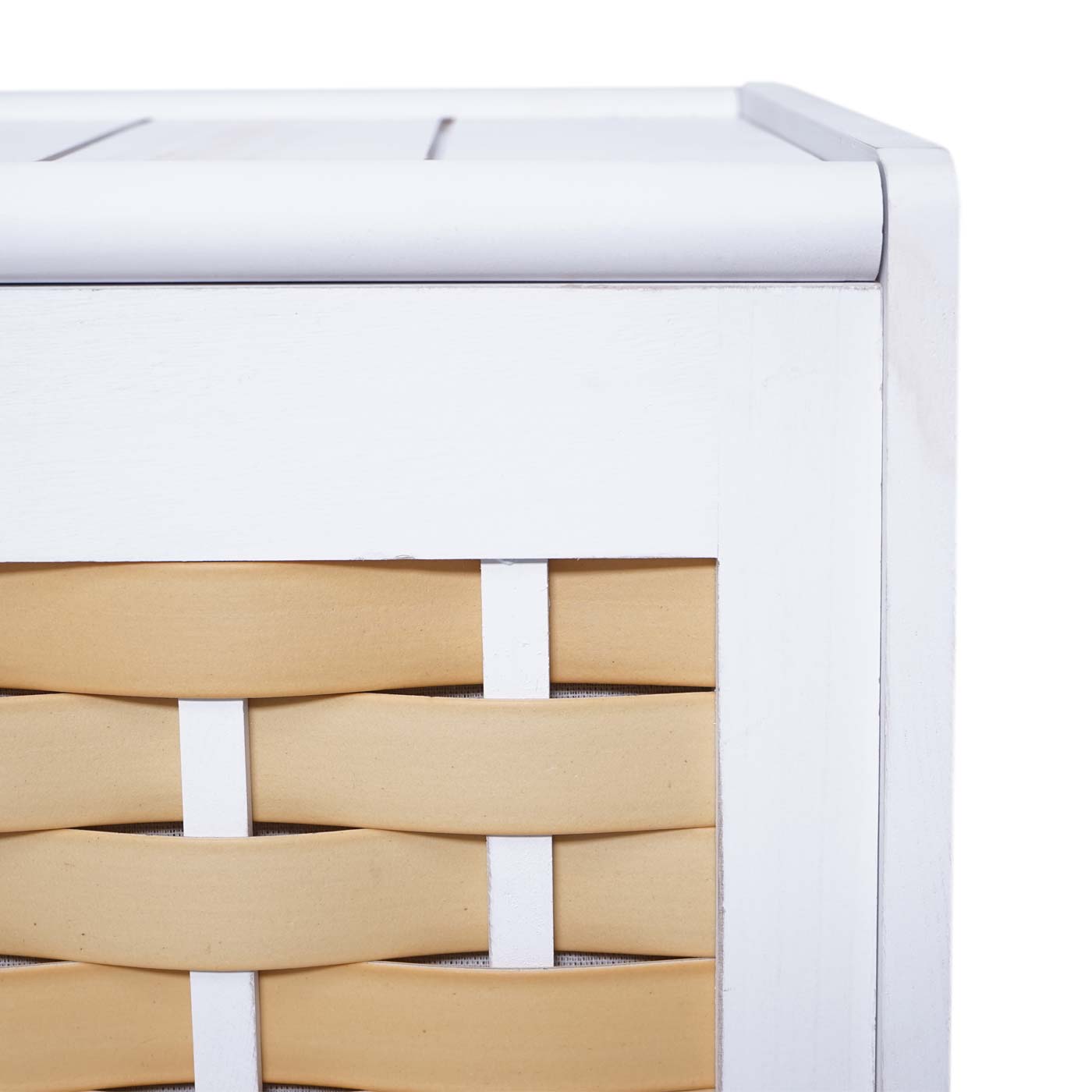 Cosmo Casa - Wasmand - 2 compartimenten - Bamboe - Wit - 61×51×35 cm