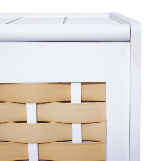 Cosmo Casa - Wasmand - 2 compartimenten - Bamboe - Wit - 61×51×35 cm