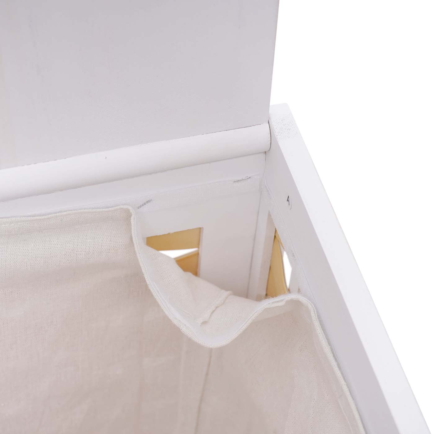 Cosmo Casa - Wasmand - 2 compartimenten - Bamboe - Wit - 61×51×35 cm