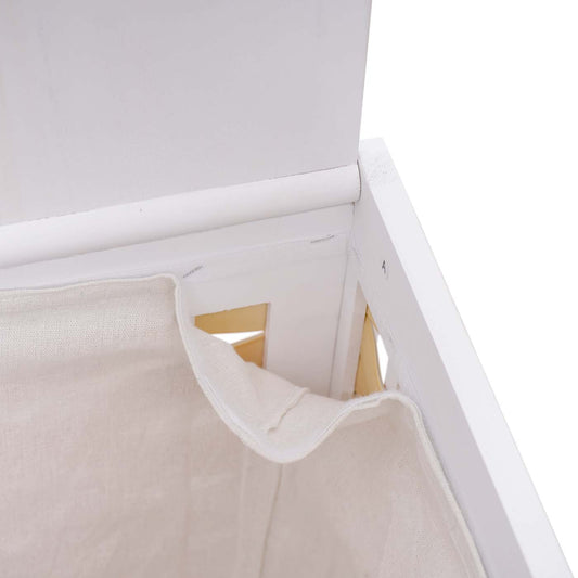 Cosmo Casa - Wasmand - 2 compartimenten - Bamboe - Wit - 61×51×35 cm