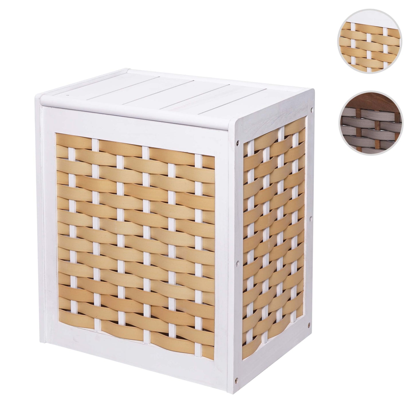 Cosmo Casa - Wasmand - 2 compartimenten - Bamboe - Wit - 61×51×35 cm