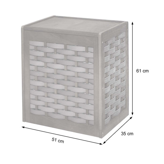 Cosmo Casa - Wasmand - 2 compartimenten - Bamboe - Wit - 61×51×35 cm