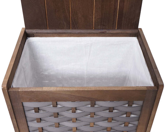 Cosmo Casa - Wasmand - 2 compartimenten - Bamboe - Bruin - 61×51×35 cm