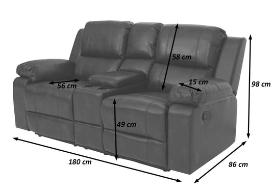 Cosmo Casa - 2-zits bioscoopstoel - Bekerhouder - Kunstleer - Bruin