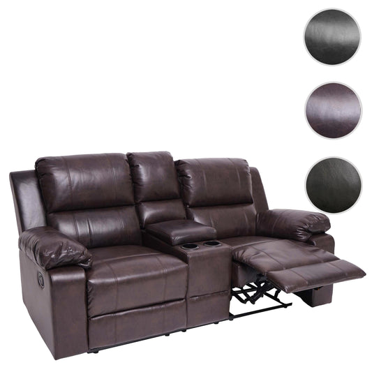 Cosmo Casa - 2-zits bioscoopstoel - Bekerhouder - Kunstleer - Bruin