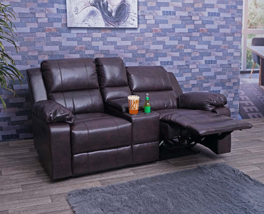 Cosmo Casa - 2-zits bioscoopstoel - Bekerhouder - Kunstleer - Bruin