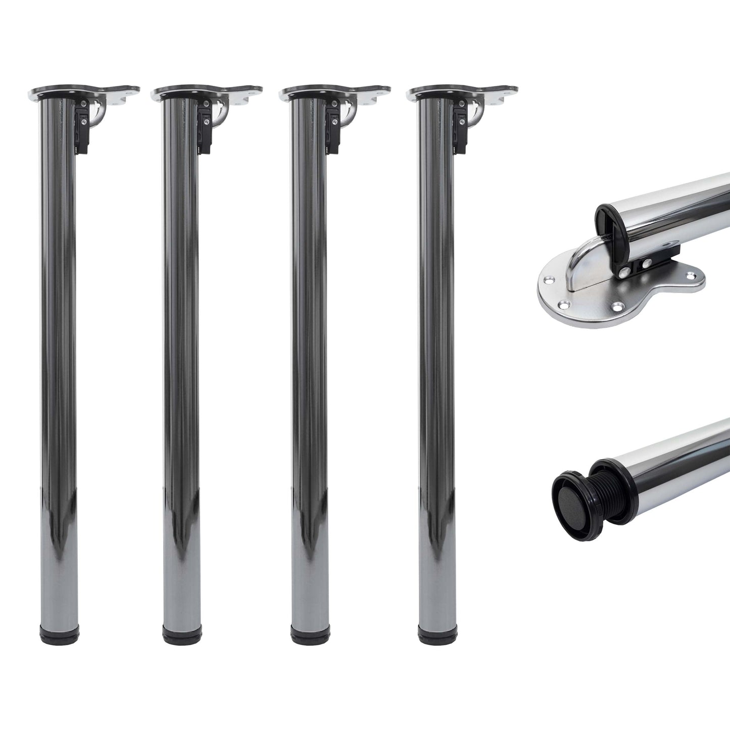 Cosmo Casa - Tafelpoten set van 4 - Opvouwbaar tafelonderstel - Metaal - RVS look - 72cm