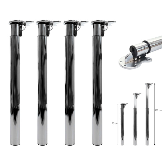 Cosmo Casa - Tafelpoten set van 4 - Opvouwbaar verstelbaar - Metaal - RVS look - 70-110cm