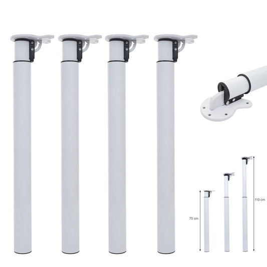 Cosmo Casa - Tafelpoten set van 4 - Opvouwbaar verstelbaar - Metaal - Wit - 70-110cm