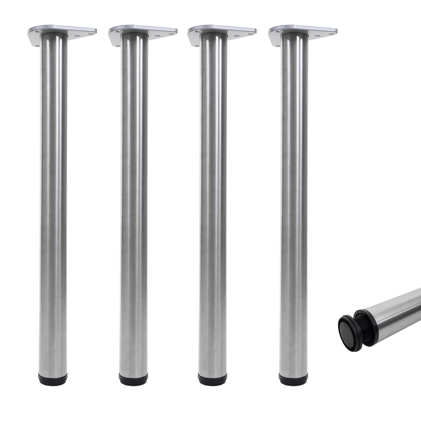 Cosmo Casa - Tafelpoten set van 4 - Vast tafelonderstel - Metaal - RVS look - 73cm