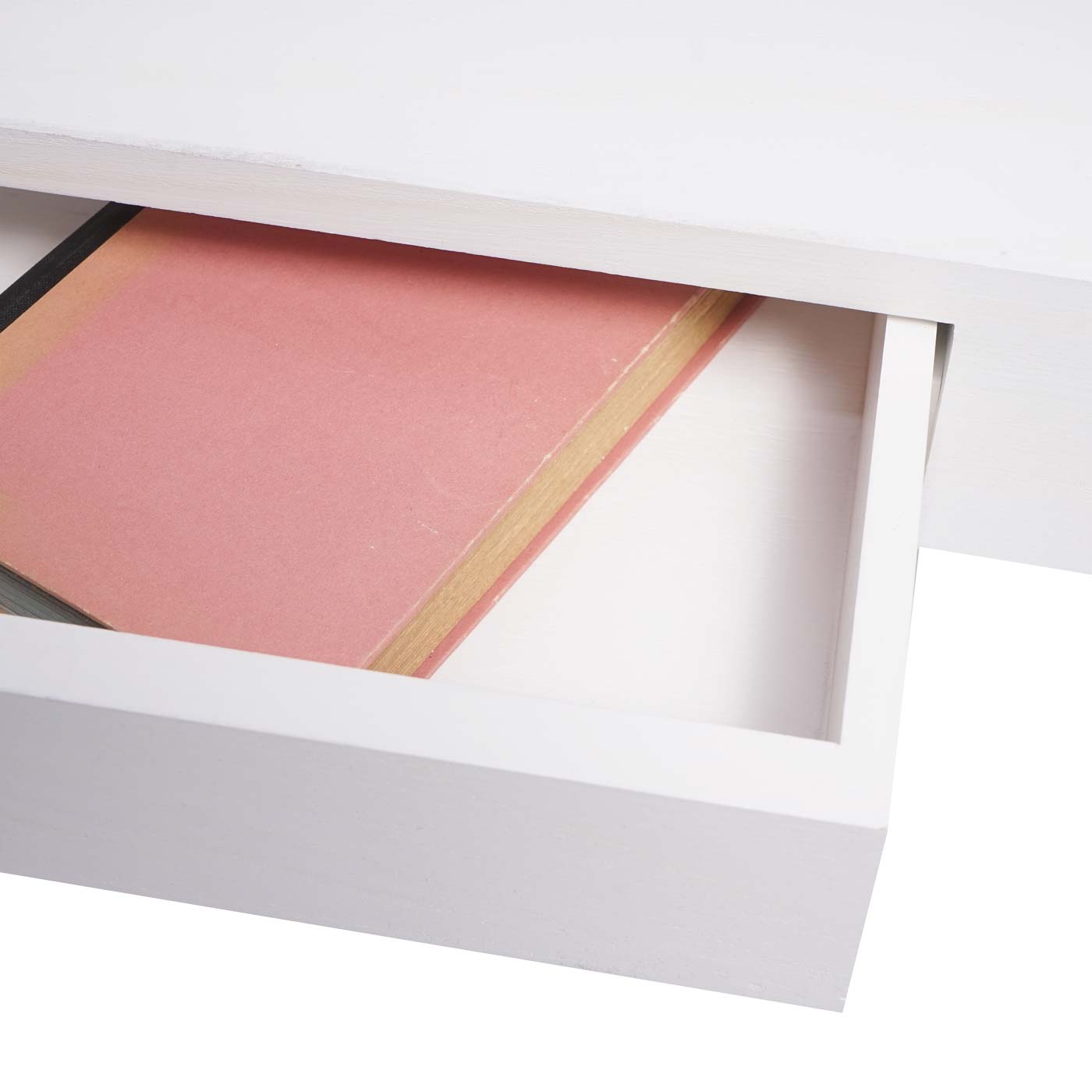 Cosmo Casa - Wandplank - Met lade - Massief hout - Wit - 80x25x8cm