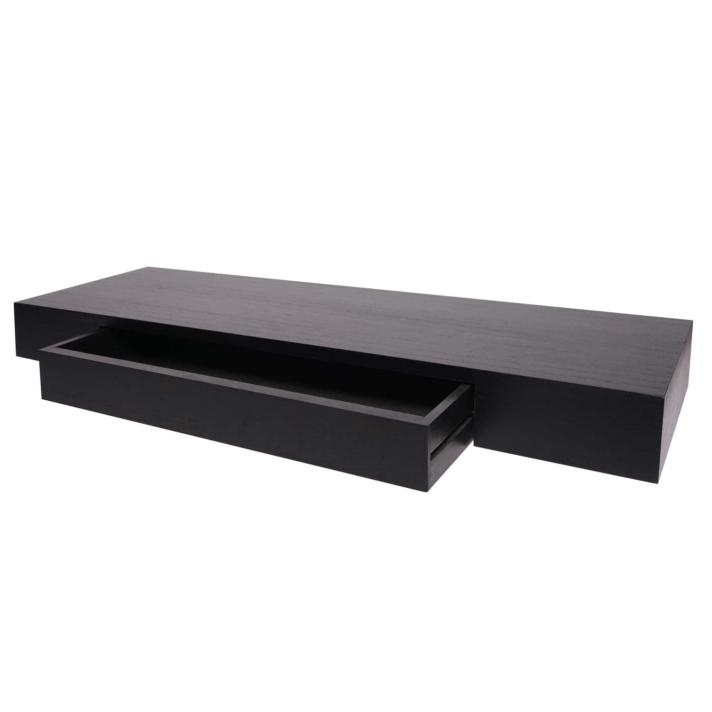 Cosmo Casa - Wandplank - Met lade - Massief hout - Zwart - 80x25x8cm