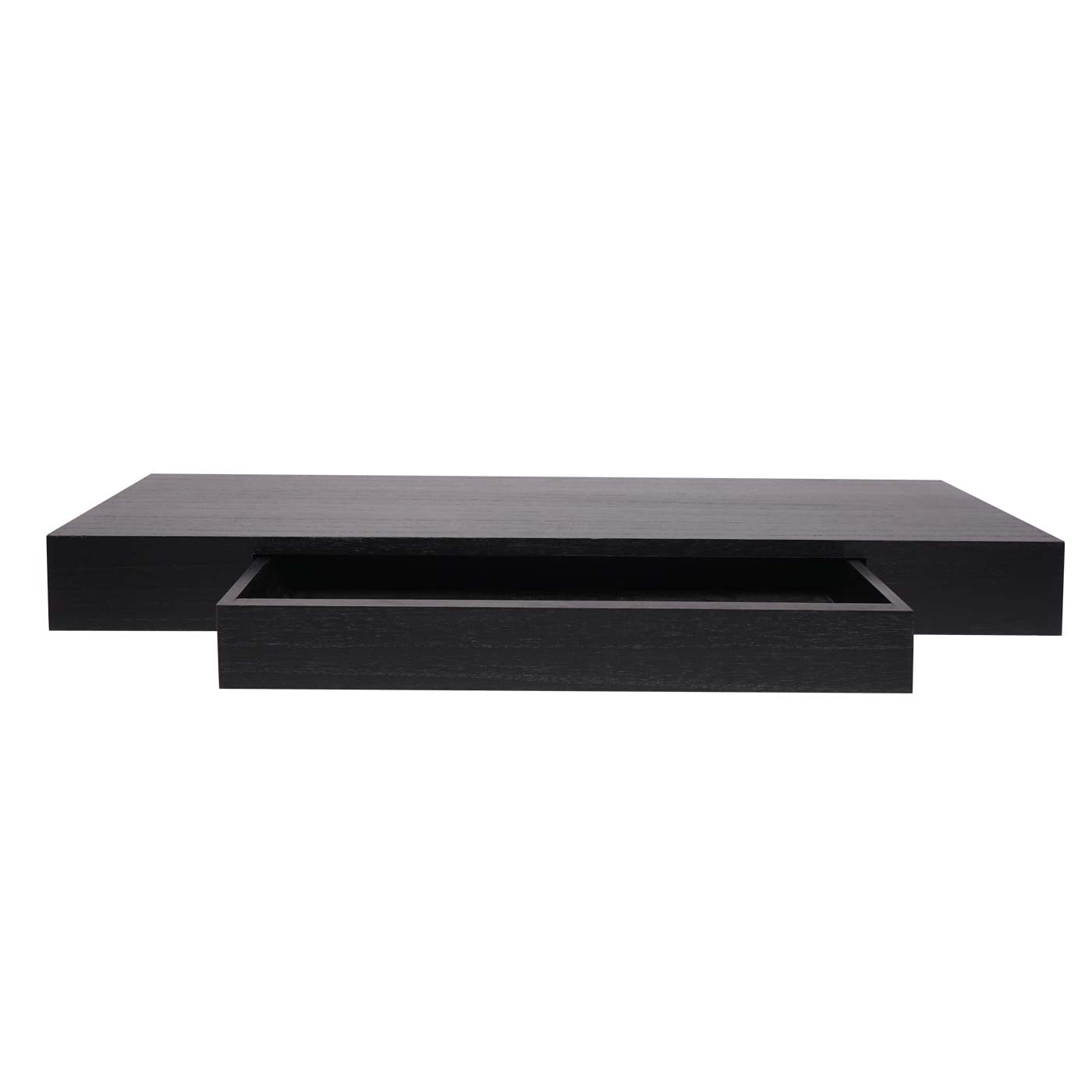 Cosmo Casa - Wandplank - Met lade - Massief hout - Zwart - 80x25x8cm