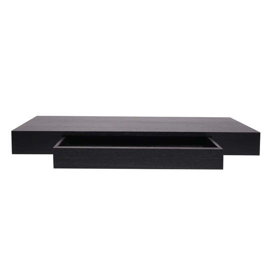 Cosmo Casa - Wandplank - Met lade - Massief hout - Zwart - 80x25x8cm