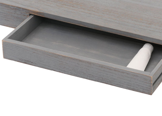 Cosmo Casa - Wandplank - Zwevende Plank - Hangplank - Lade - Massief Hout - 8x80x25cm - Grijs - Shabby Chic