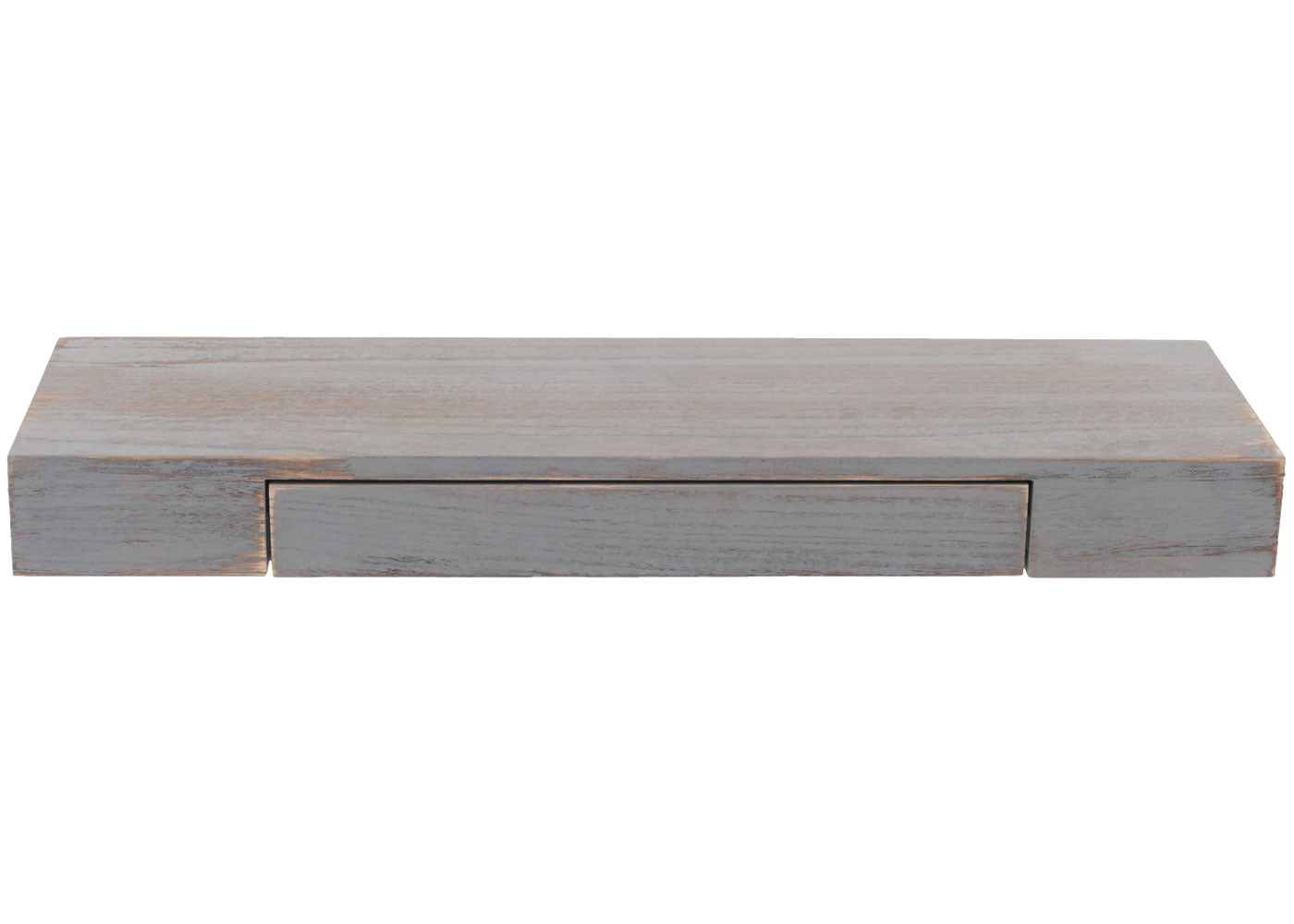 Cosmo Casa - Wandplank - Zwevende Plank - Hangplank - Lade - Massief Hout - 8x80x25cm - Grijs - Shabby Chic