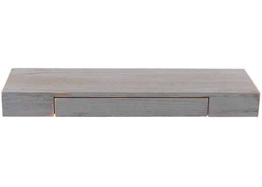 Cosmo Casa - Wandplank - Zwevende Plank - Hangplank - Lade - Massief Hout - 8x80x25cm - Grijs - Shabby Chic