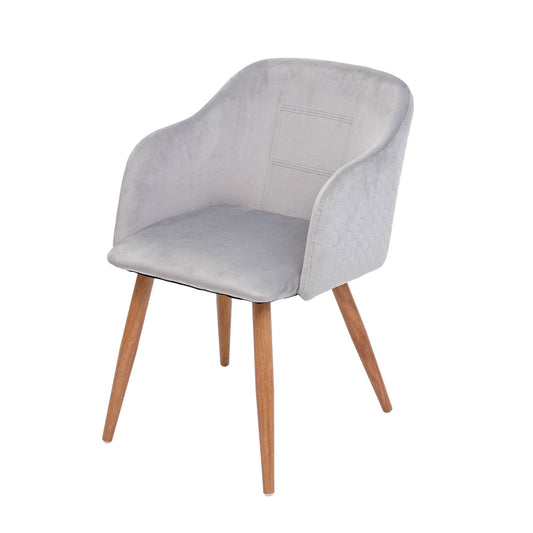 Cosmo Casa - Set van 2 Eetkamerstoelen - Retro - Textiel - Lichtgrijs fluweel