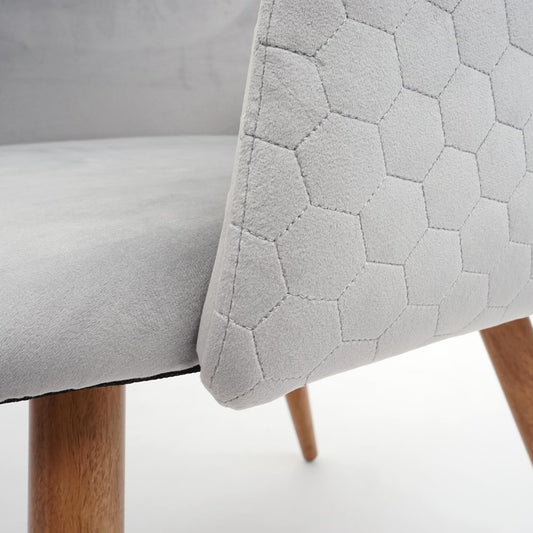 Cosmo Casa - Set van 2 Eetkamerstoelen - Retro - Textiel - Lichtgrijs fluweel