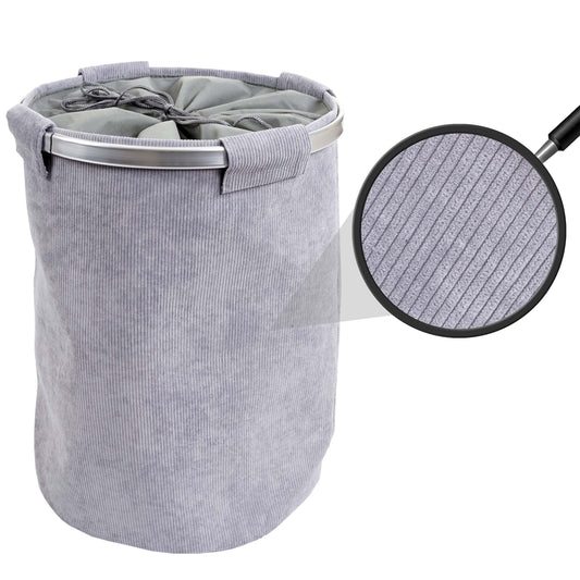Cosmo Casa - Wasmand - Wasbox waszak - Wascontainer met net - 55x39cm - 65l - Corduroy grijs