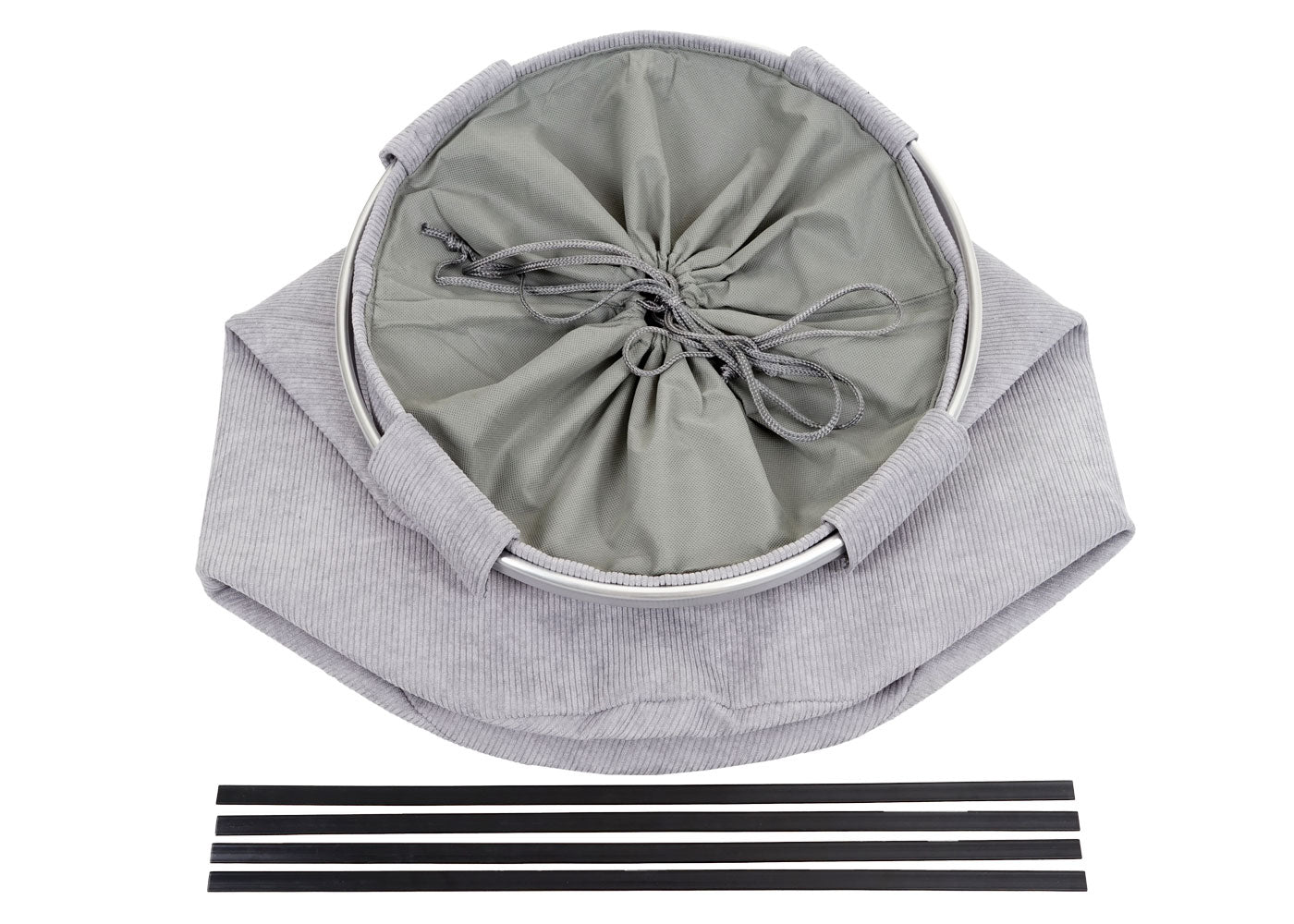 Cosmo Casa - Wasmand - Wasbox waszak - Wascontainer met net - 55x39cm - 65l - Corduroy grijs