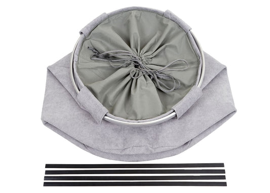 Cosmo Casa - Wasmand - Wasbox waszak - Wascontainer met net - 55x39cm - 65l - Corduroy grijs