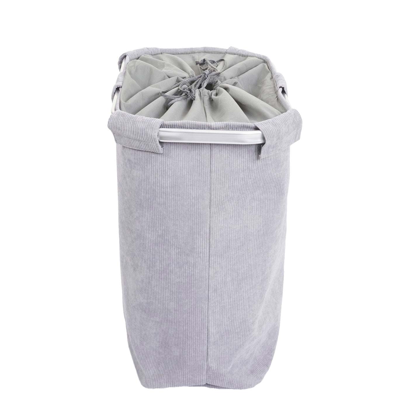 Cosmo Casa - Wasverzamelaar met 2 Vakken - Met Net en Trekkoord - 56x49x30cm - Grijs