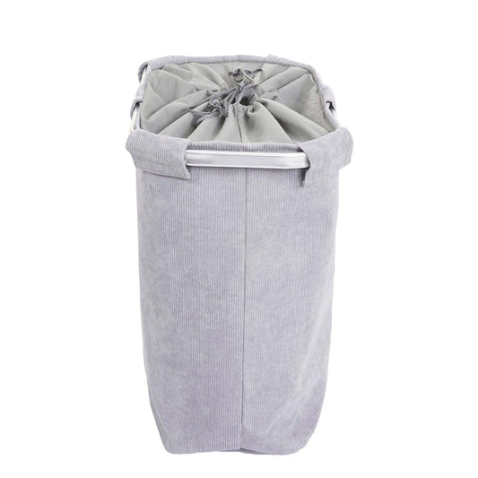 Cosmo Casa - Wasverzamelaar met 2 Vakken - Met Net en Trekkoord - 56x49x30cm - Grijs