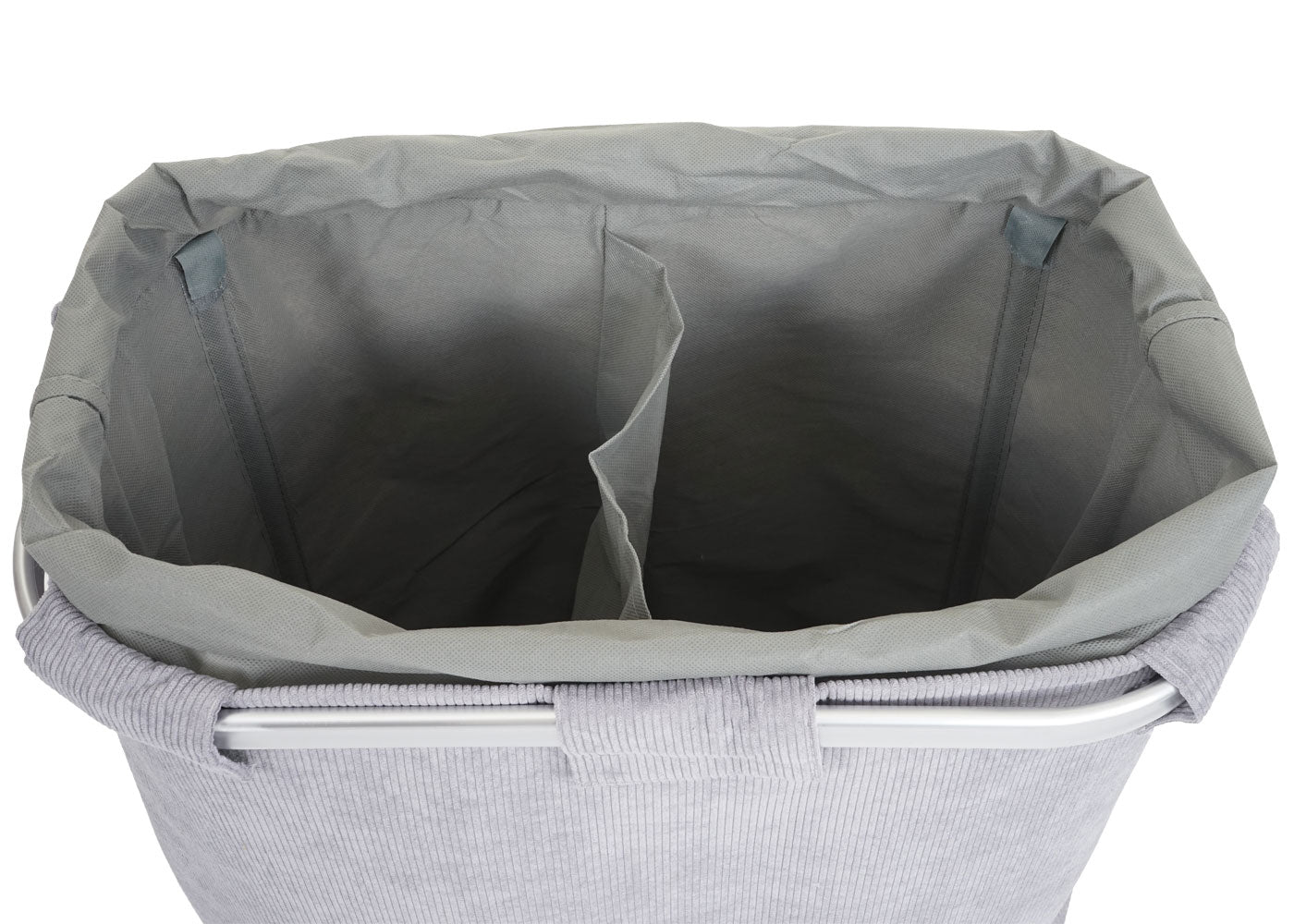 Cosmo Casa - Wasverzamelaar met 2 Vakken - Met Net en Trekkoord - 56x49x30cm - Grijs