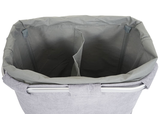 Cosmo Casa - Wasverzamelaar met 2 Vakken - Met Net en Trekkoord - 56x49x30cm - Grijs