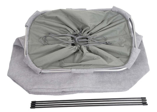 Cosmo Casa - Wasverzamelaar met 2 Vakken - Met Net en Trekkoord - 56x49x30cm - Grijs