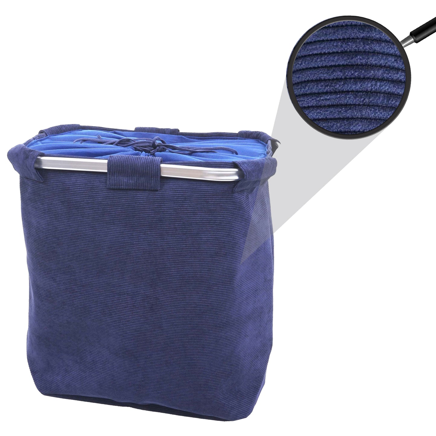 Cosmo Casa - Wasverzamelaar met 2 Vakken - Met Net en Trekkoord - 56x49x30cm - Blauw