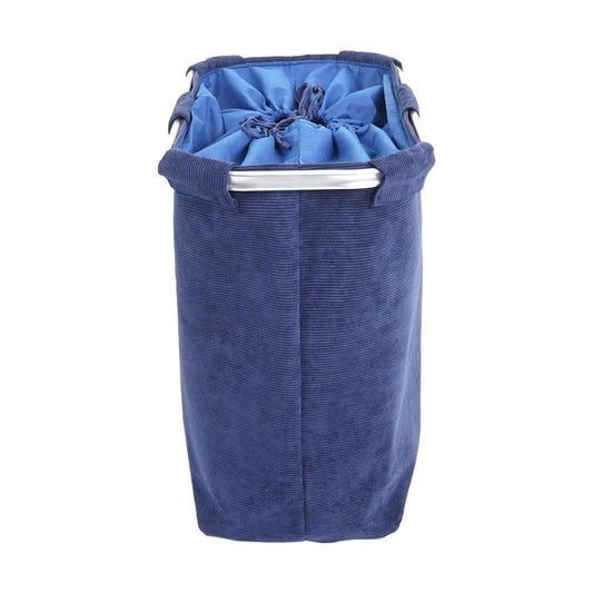 Cosmo Casa - Wasverzamelaar met 2 Vakken - Met Net en Trekkoord - 56x49x30cm - Blauw