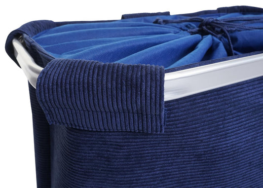 Cosmo Casa - Wasverzamelaar met 2 Vakken - Met Net en Trekkoord - 56x49x30cm - Blauw