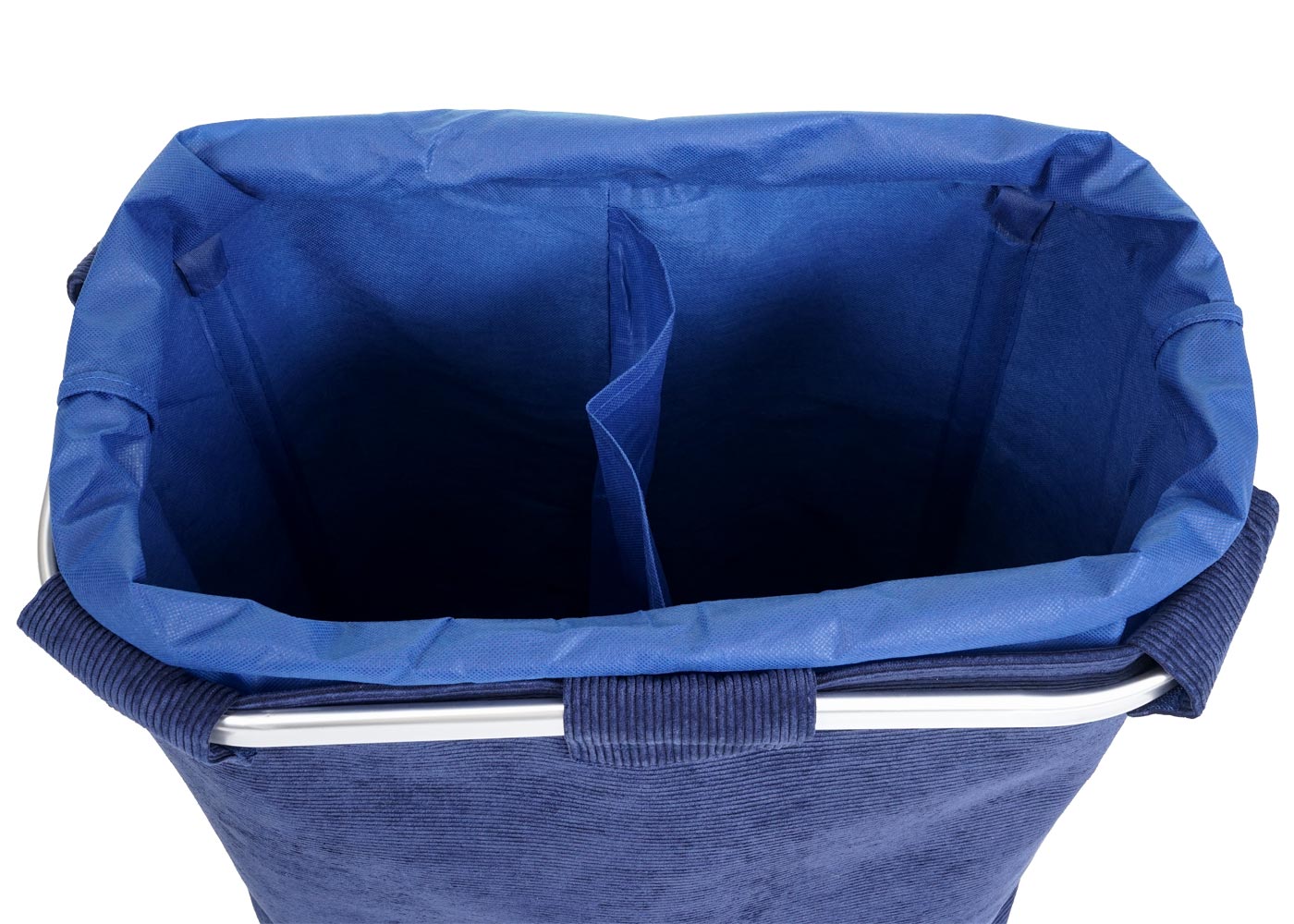 Cosmo Casa - Wasverzamelaar met 2 Vakken - Met Net en Trekkoord - 56x49x30cm - Blauw